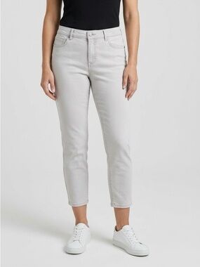 British Khaki Light Grey Cropped Ankle Jeans